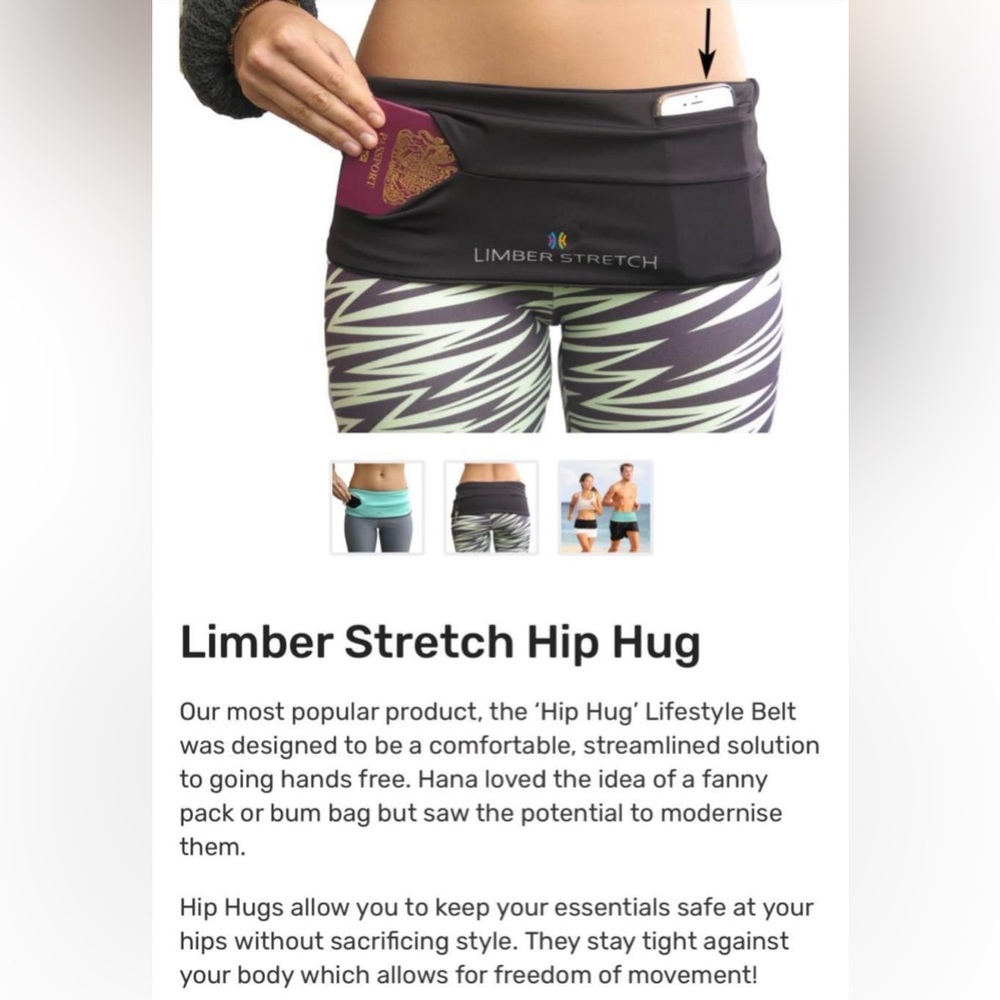 Limber Stretch waist belt running exercise belt phone key holder size Large. NEW